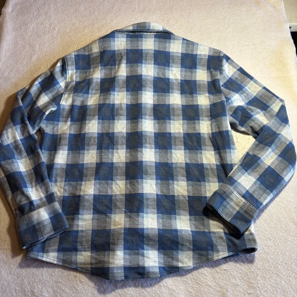 Fair Harbor Men Flannel Plaid Long Sleeve Button Up Shirt Size L Blue Gray - Picture 7 of 8